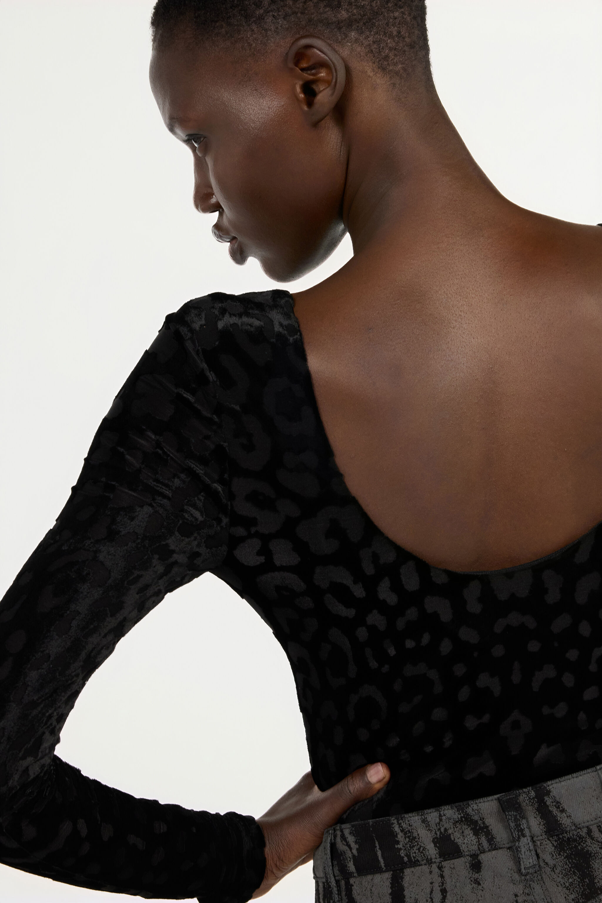 Black Bodysuit With Jaguar Skin Pattern - 7