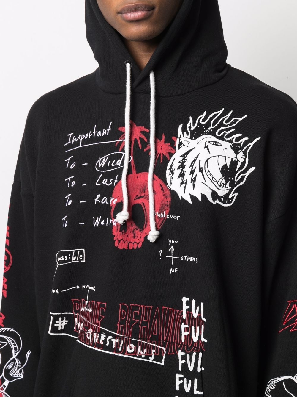 graphic-print cotton hoodie - 5