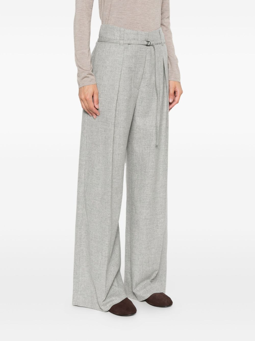 pleated belted trousers - 3