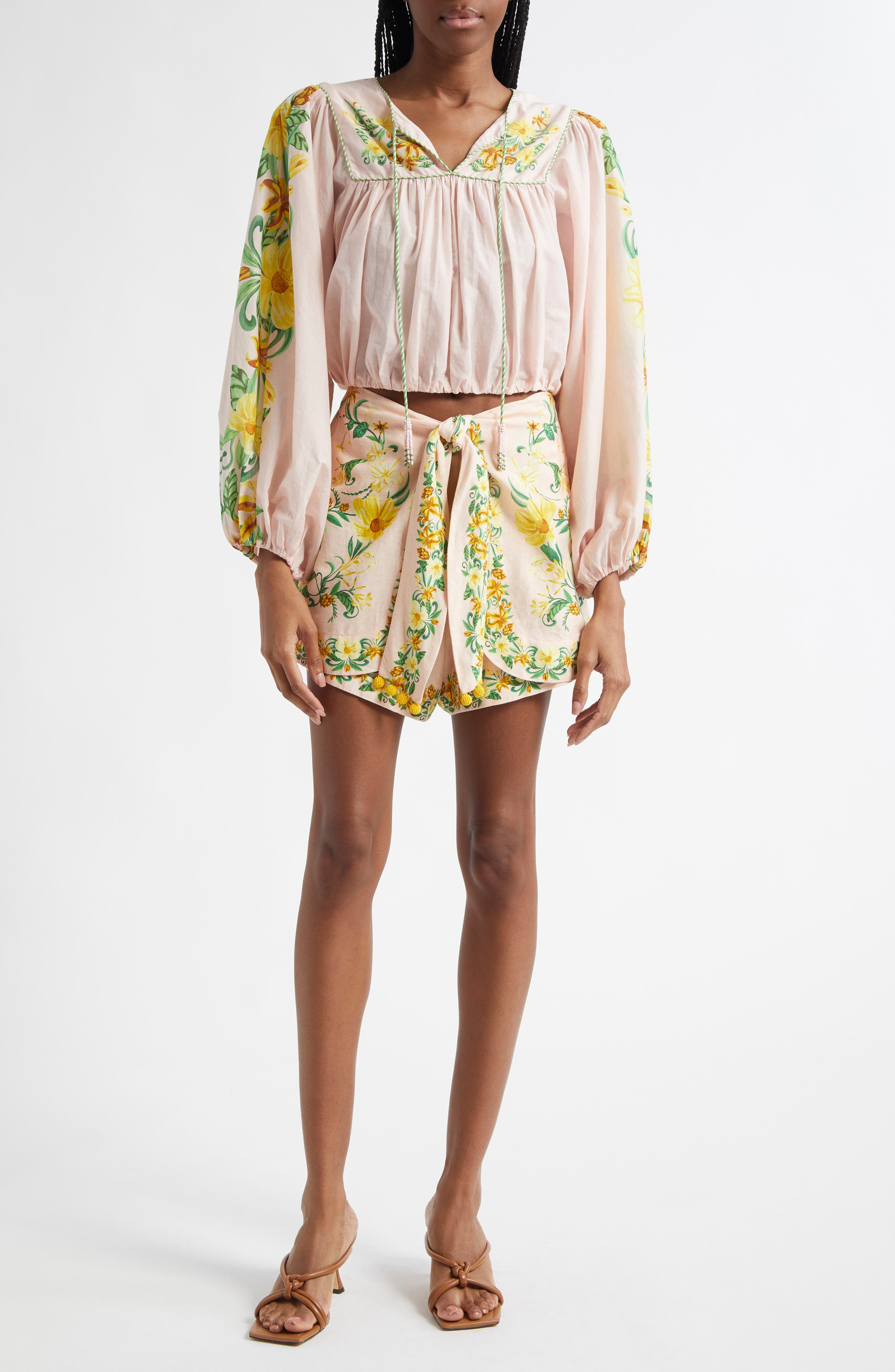 FARM Rio Botanical Beauty Placed Floral Cotton Top in Pink at Nordstrom - 2