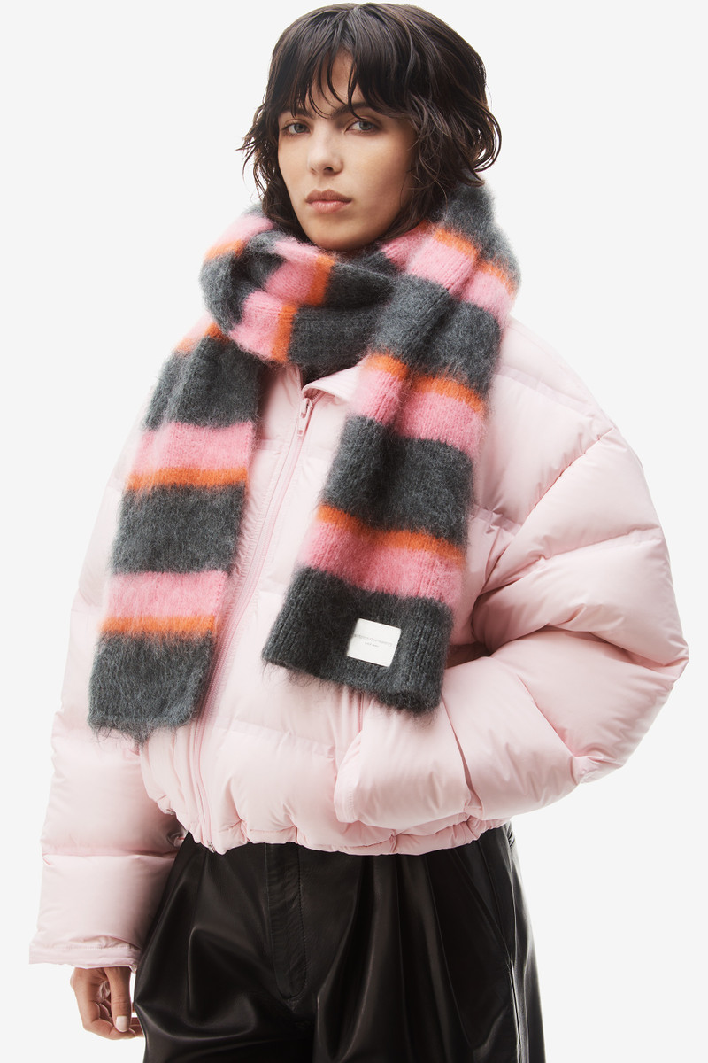 logo scarf in brushed stripe mohair 3