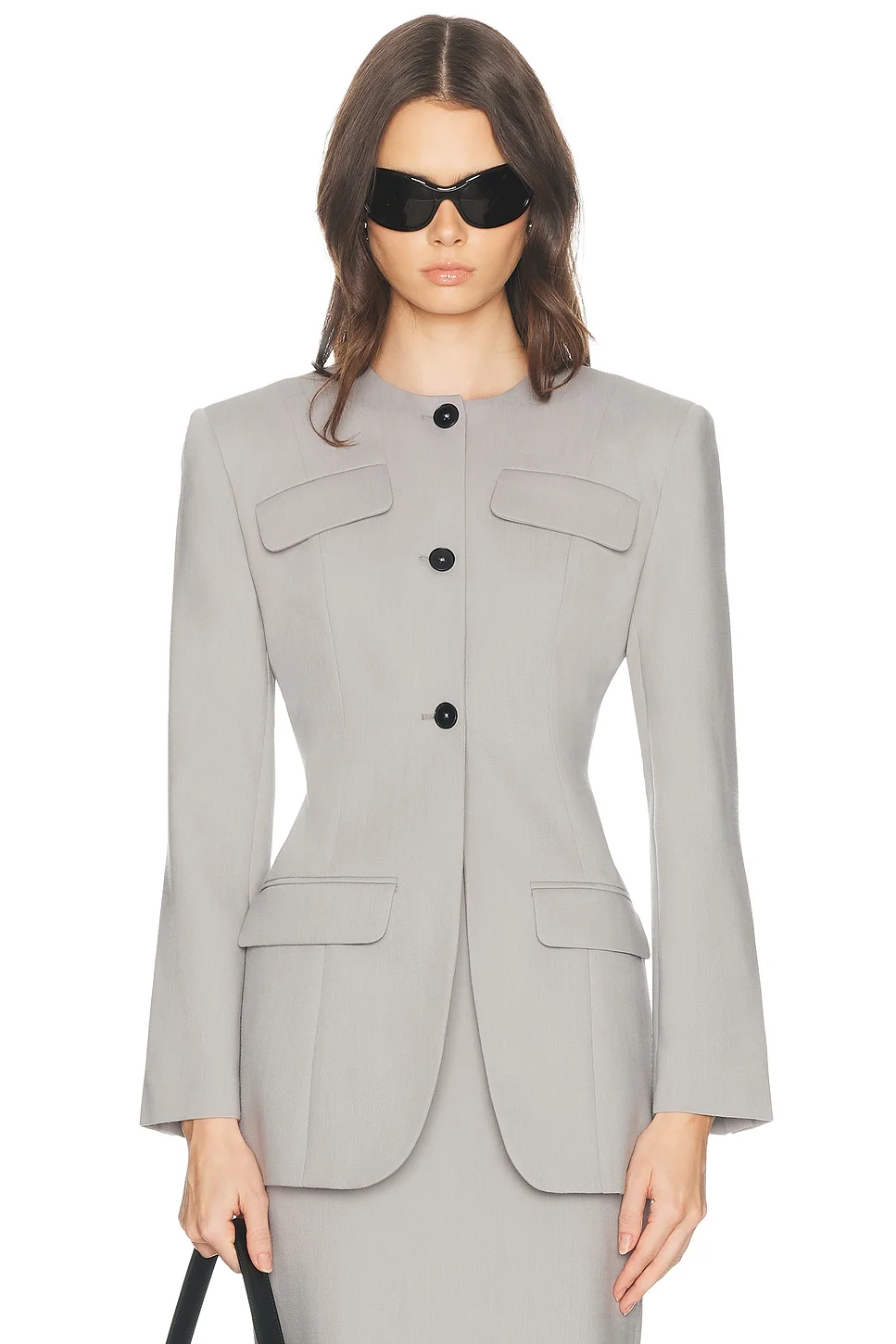 Wool Blend Suiting Jacket With Bows - 1