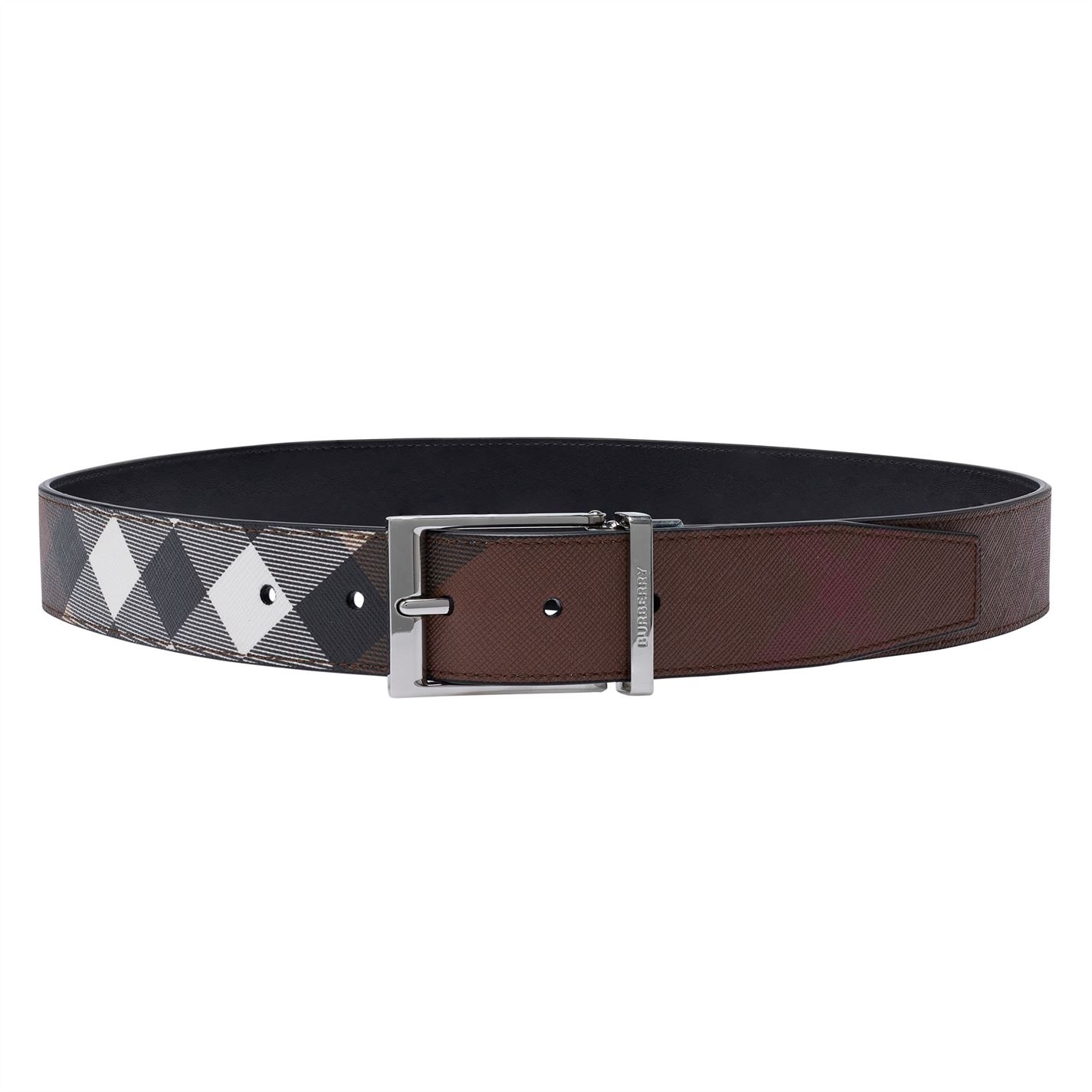 CHECK COTTON AND LEATHER BELT - 2