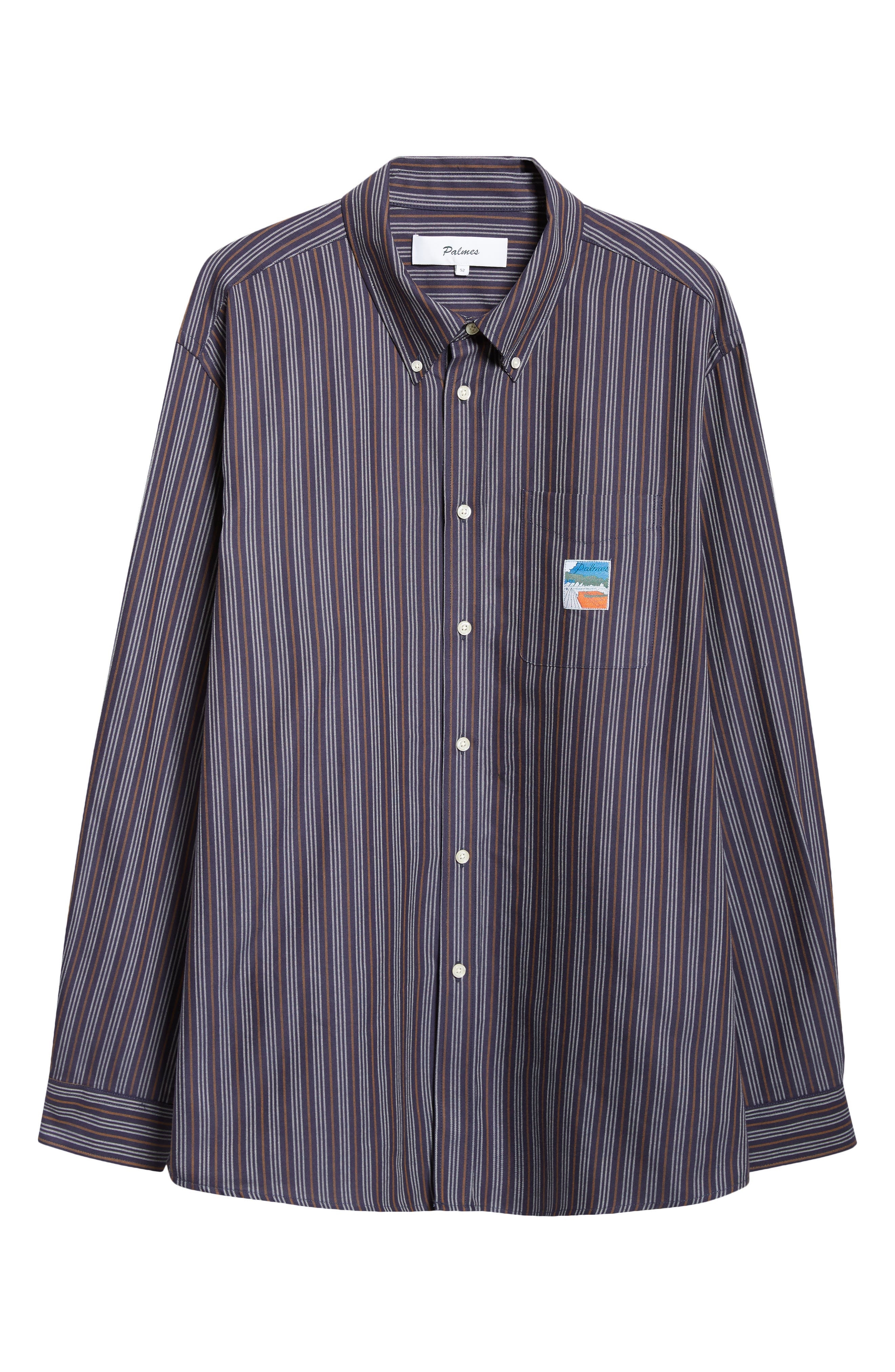 PALMES Deuce Organic Cotton Button-Down Oxford Shirt in Dark Blue at Nordstrom - 6