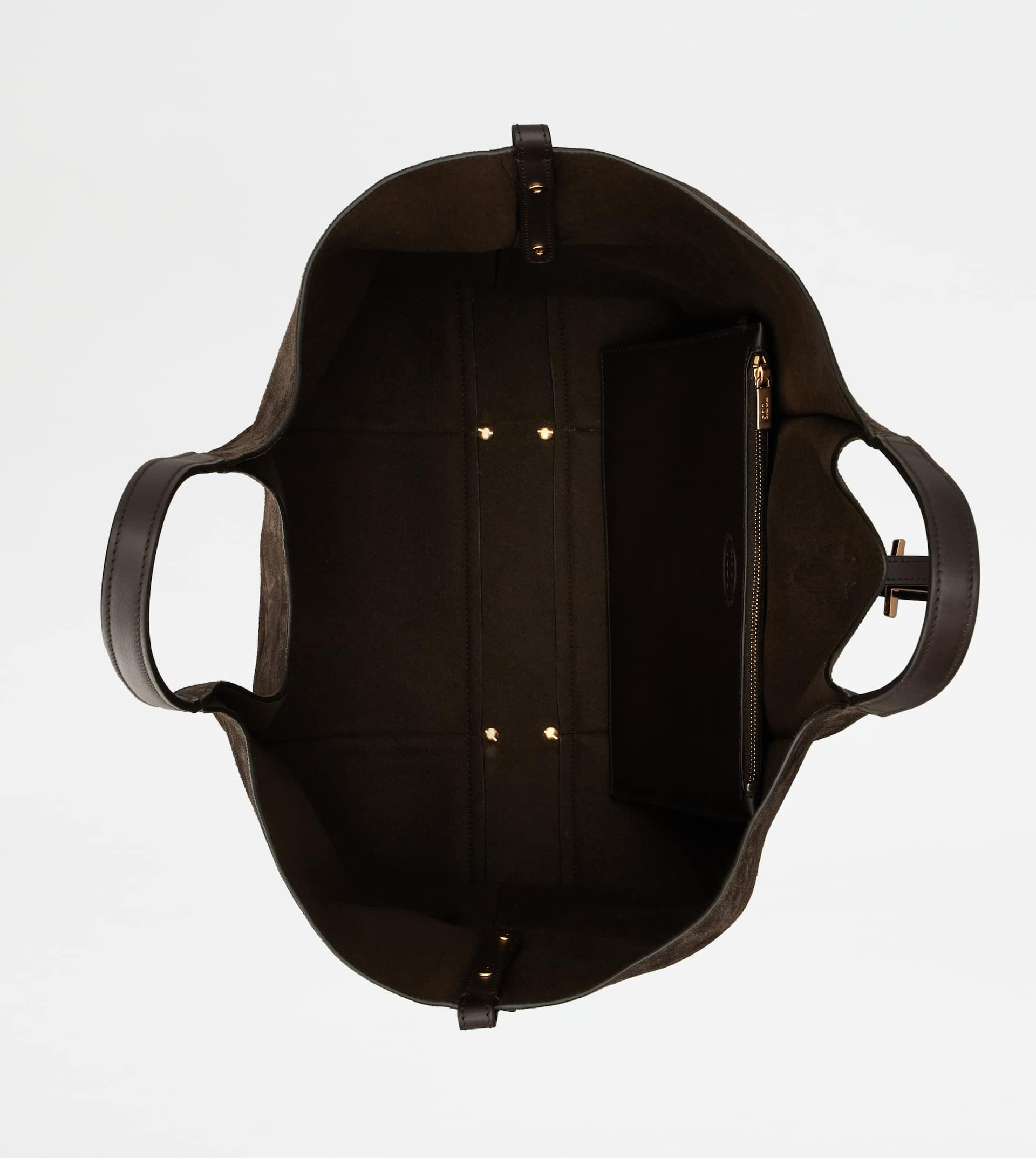 T TIMELESS SHOPPING BAG IN SUEDE MEDIUM - BROWN - 4