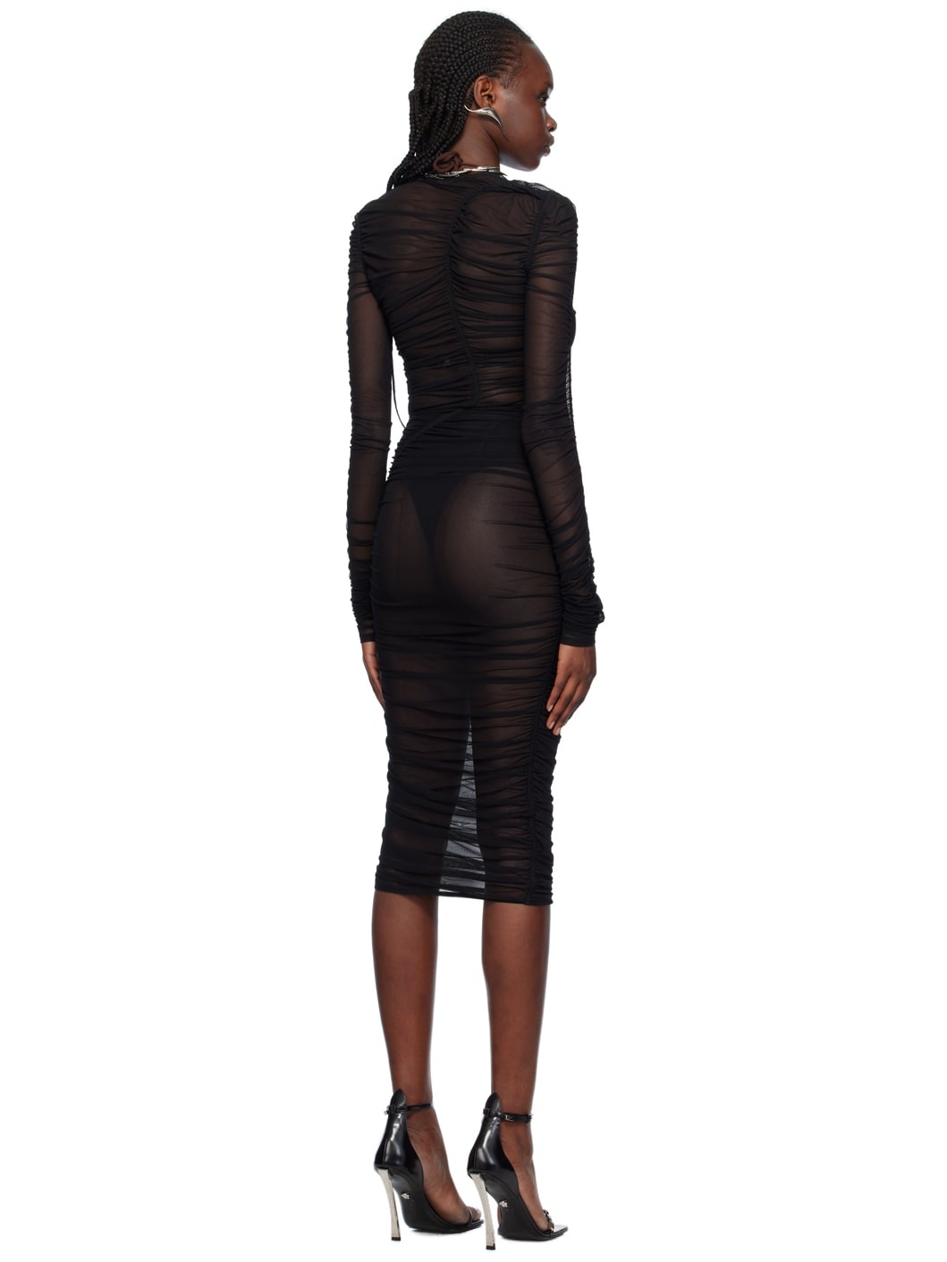 Black Sheer Midi Dress - 3