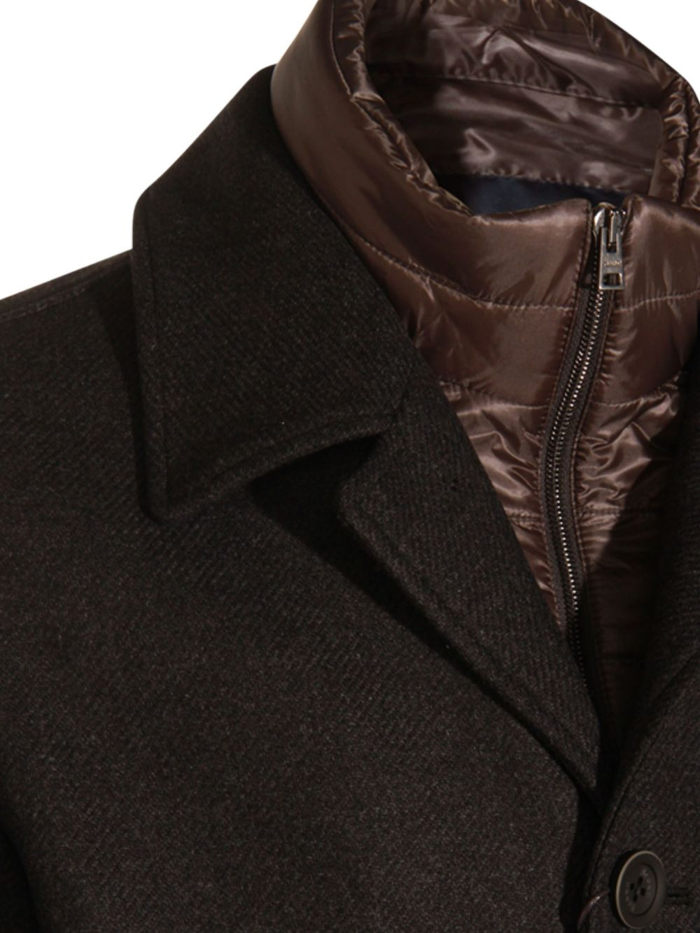button-fastening detachable-liner coat - 3