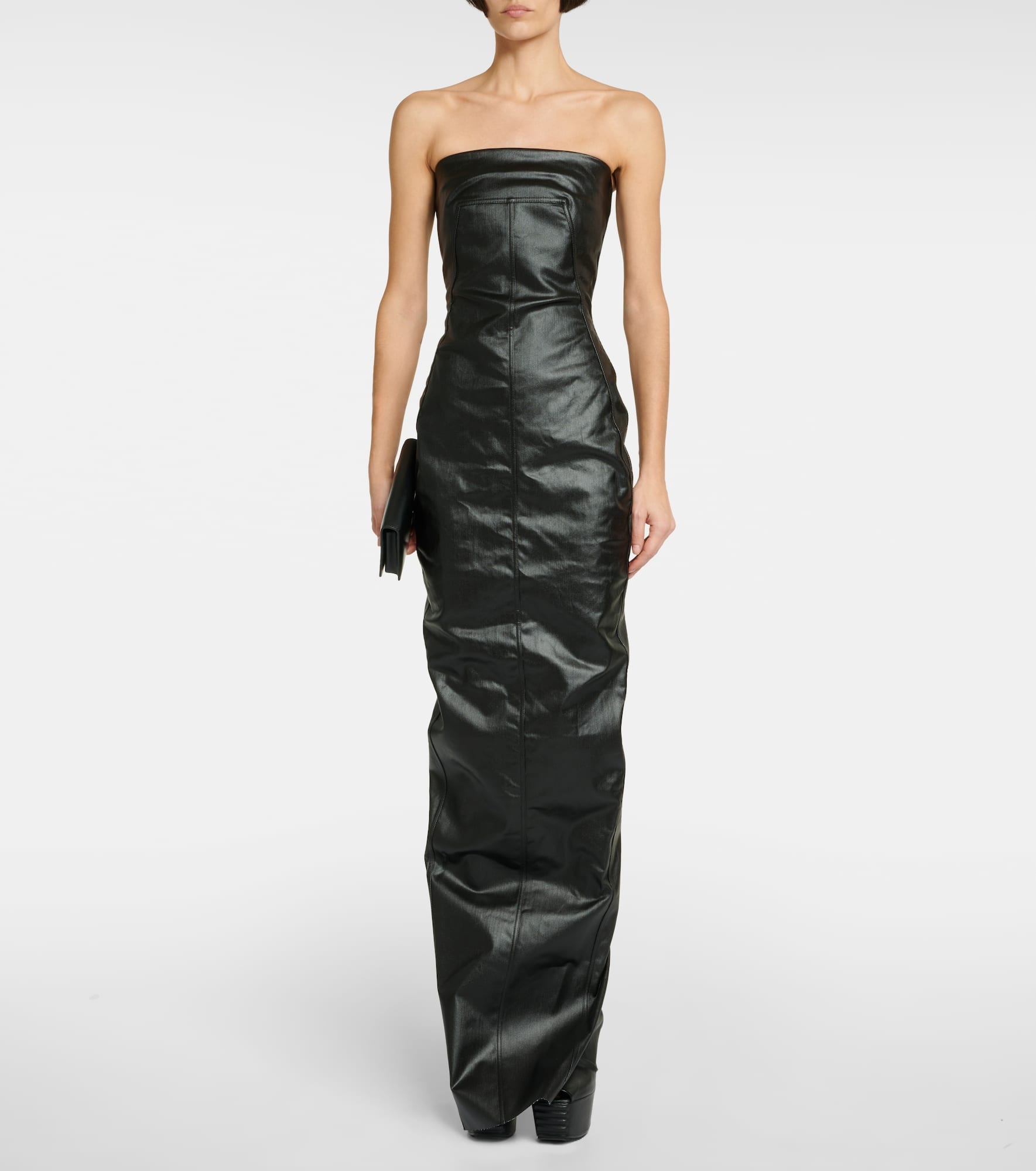 Bustier-detail denim gown - 2