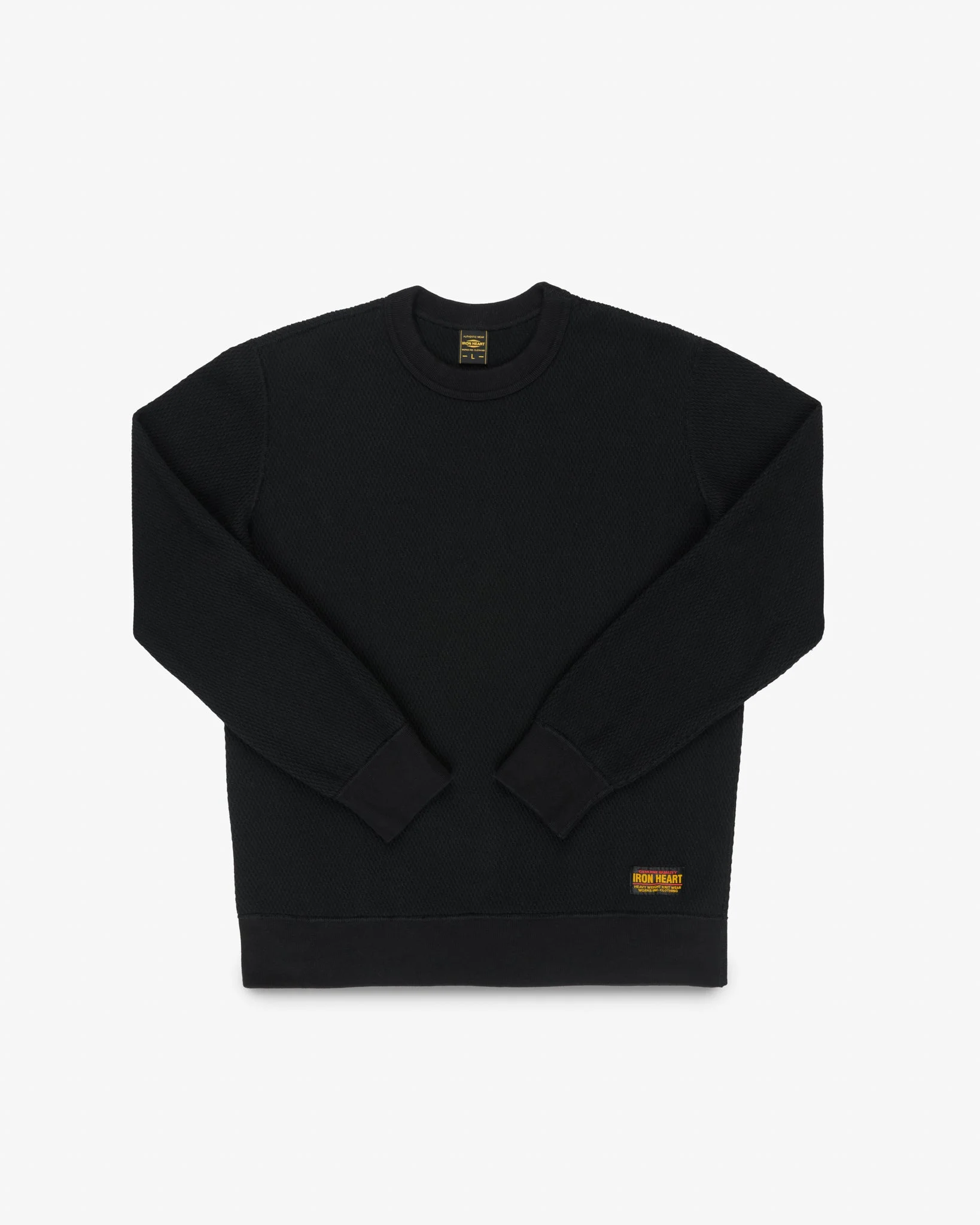 IHSW-86-BLK HEAVYWEIGHT THERMAL CREW NECK SWEATER - BLACK - 1