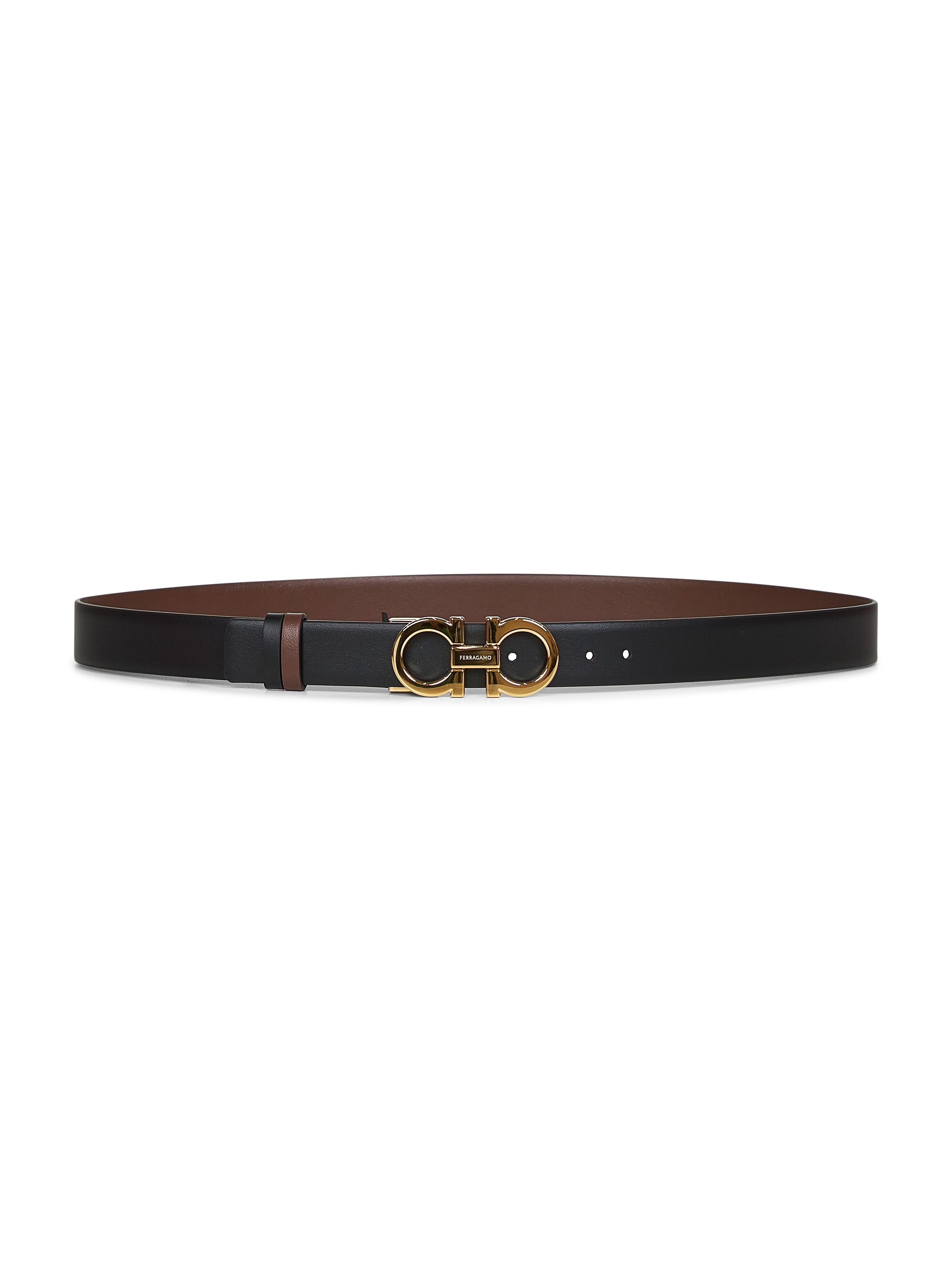 Cocoa brown leather Gancini reversible belt - 3