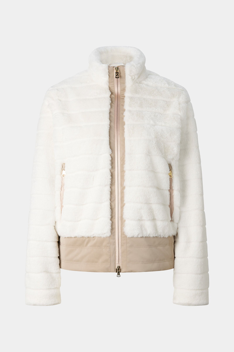 Valesca Faux Fur Jacket in Off-White/Beige 1