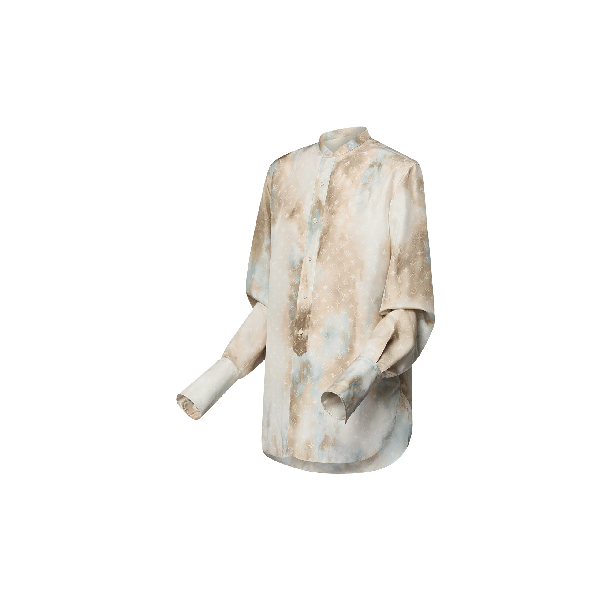 Collarless Monogram Cloud Shirt - 2