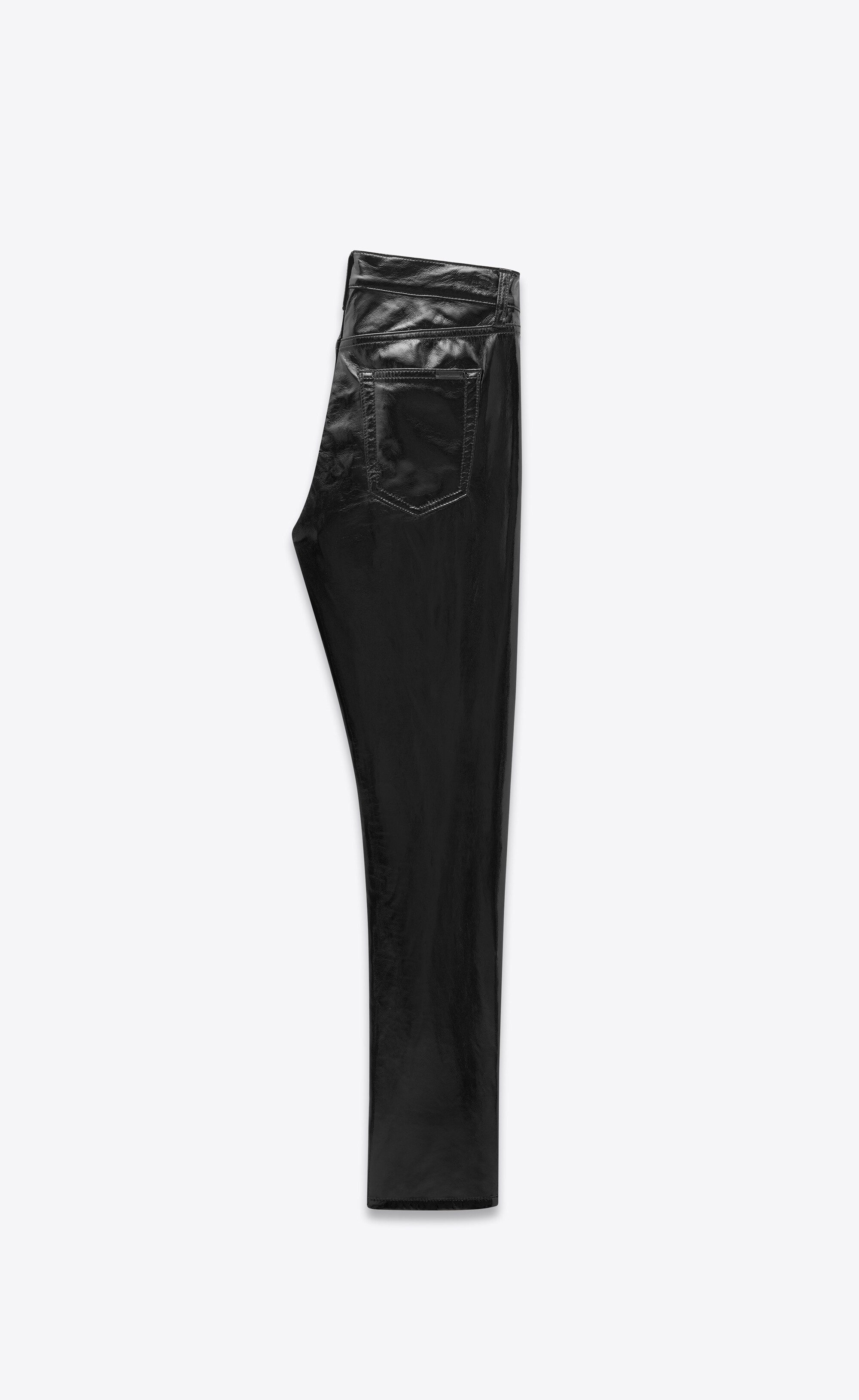 skinny-fit jeans in lacquered black denim - 3