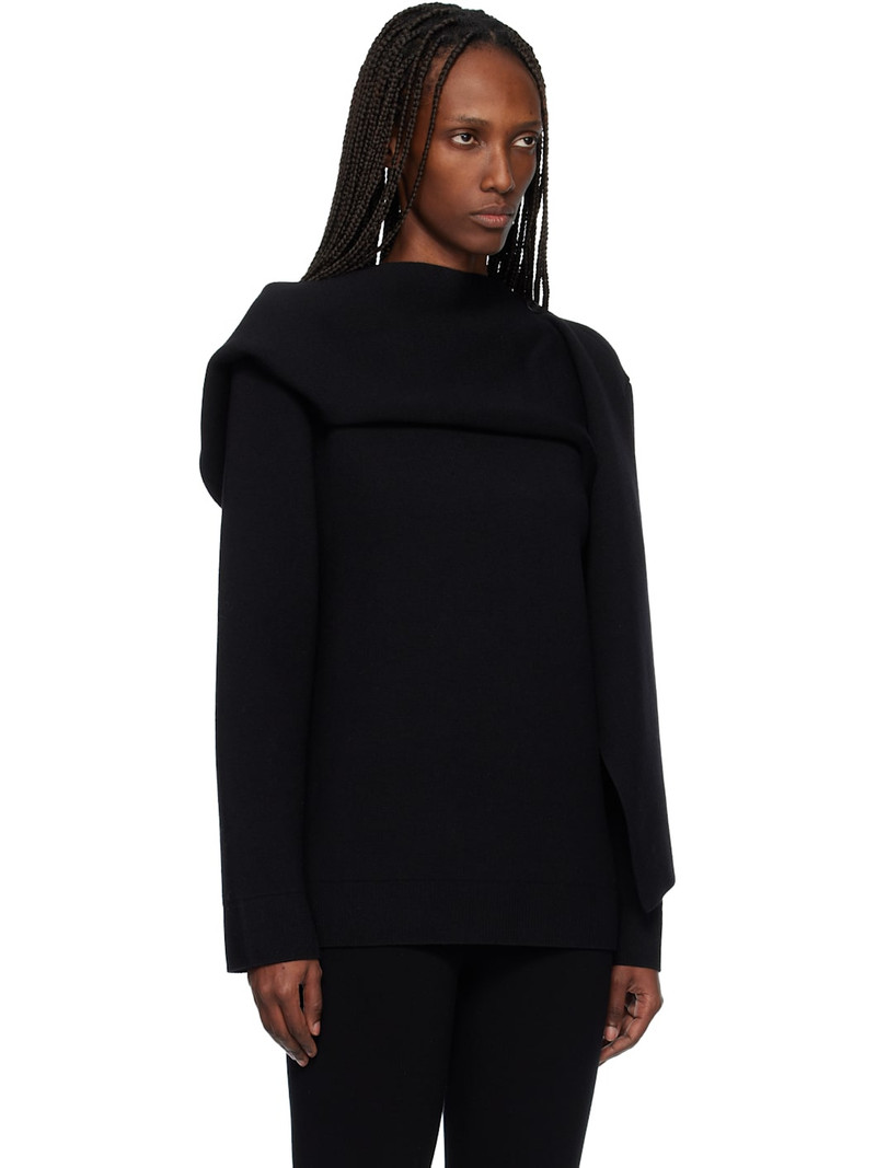 Black Scarf Oversized Wool Sweater 2