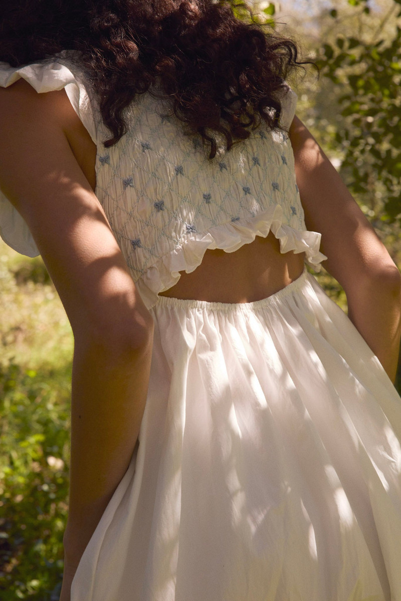 Birdie Bow Smocked Midi Slip Dress 11