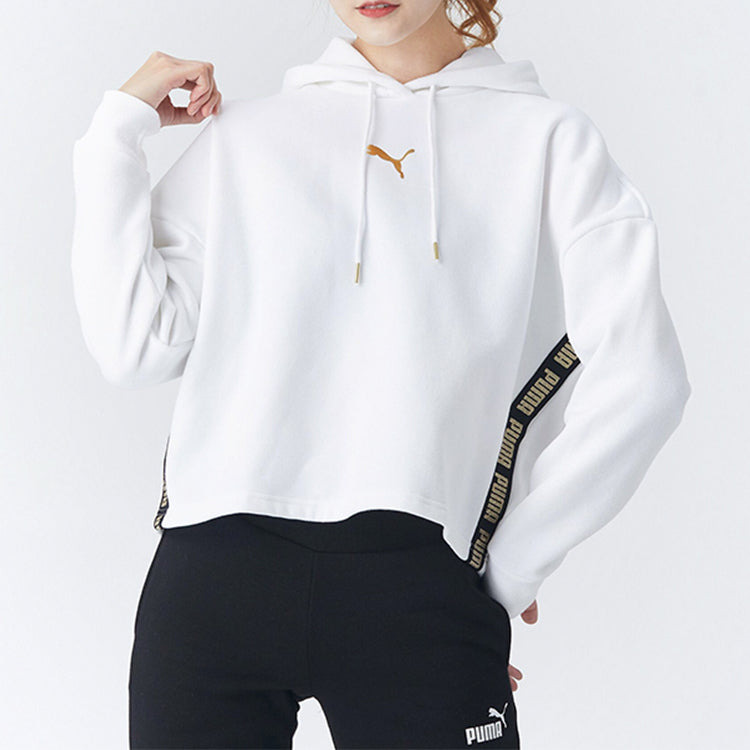 (WMNS) PUMA Metallic Nights Hoodie 'White Gold' 587148-02 - 2