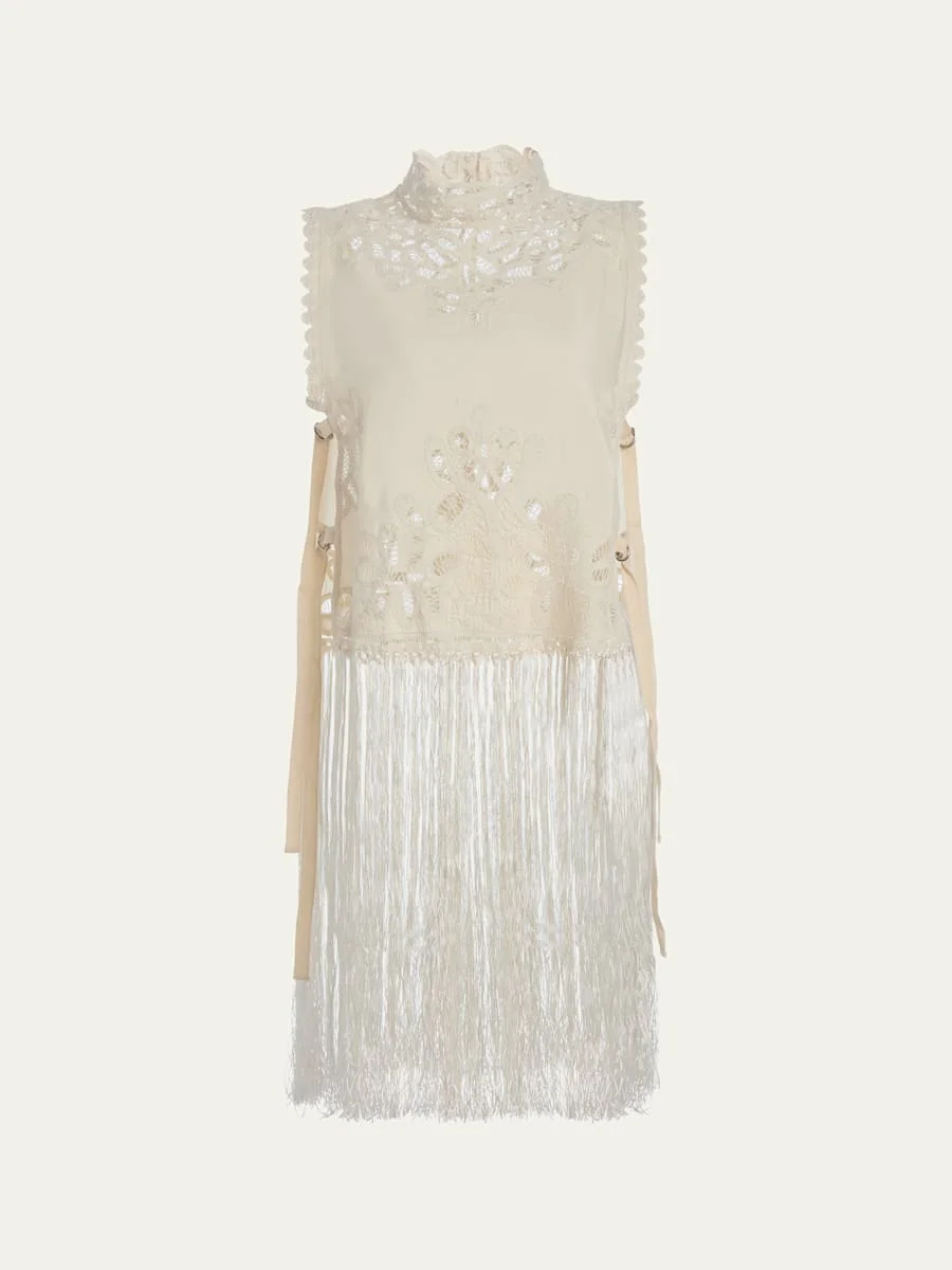 Adelina Battenberg Lace Fringe-Trim Top - 1
