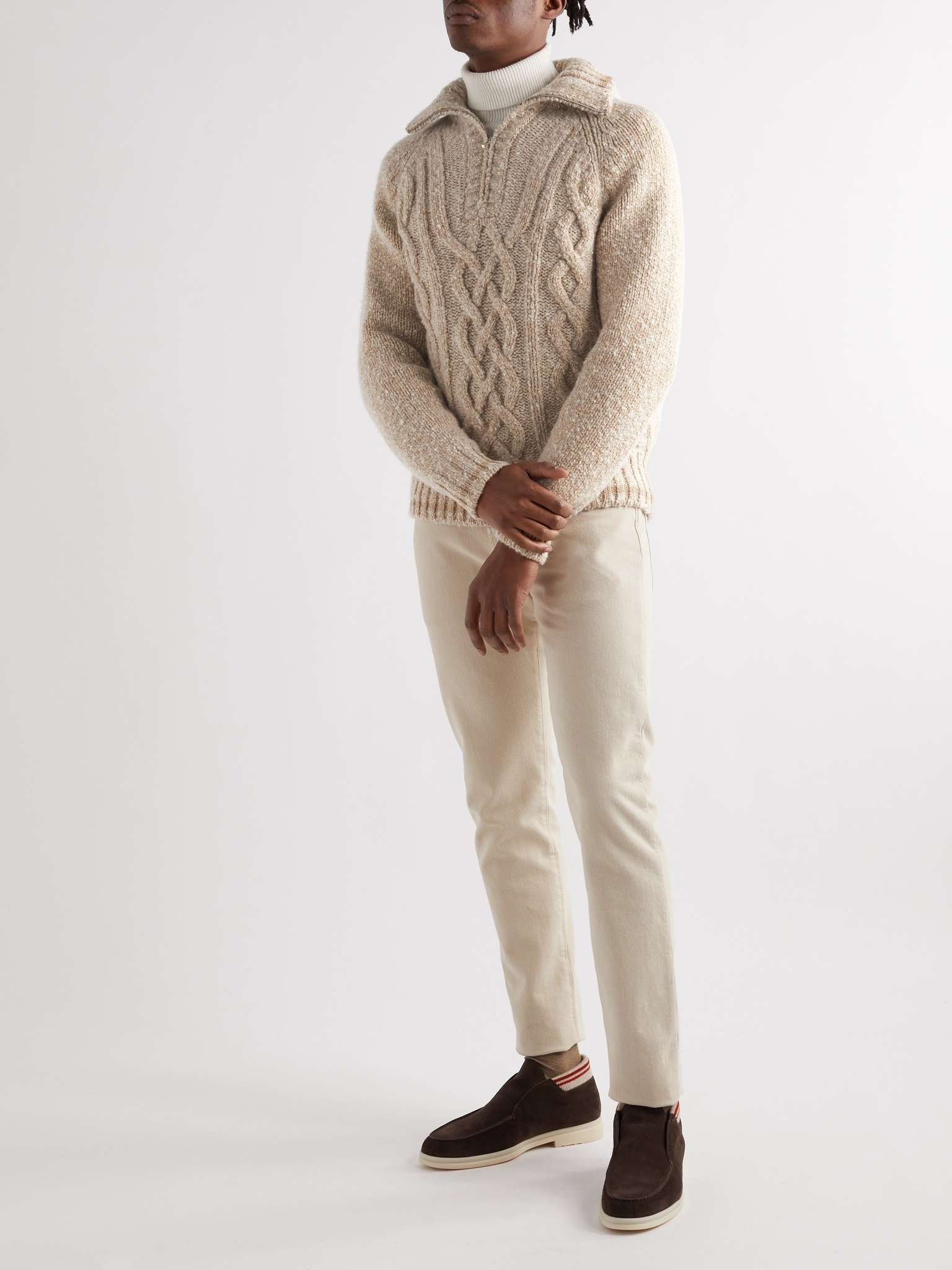 Cable-Knit Cashmere Half-Zip Sweater - 2