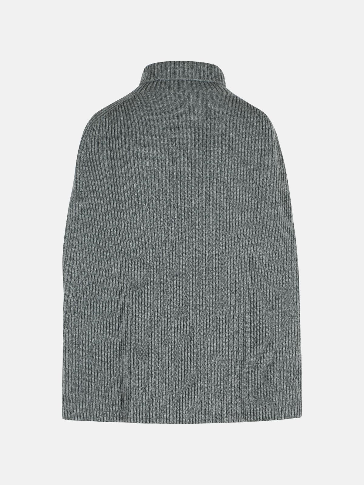 'KOALA' GREY WOOL TURTLENECK CAPE - 3