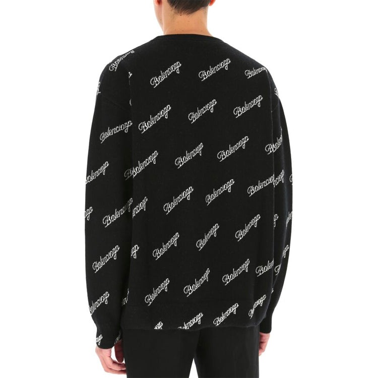 Balenciaga All Over Script Logo Knit Sweater 'Black' 646493T41121070 - 5
