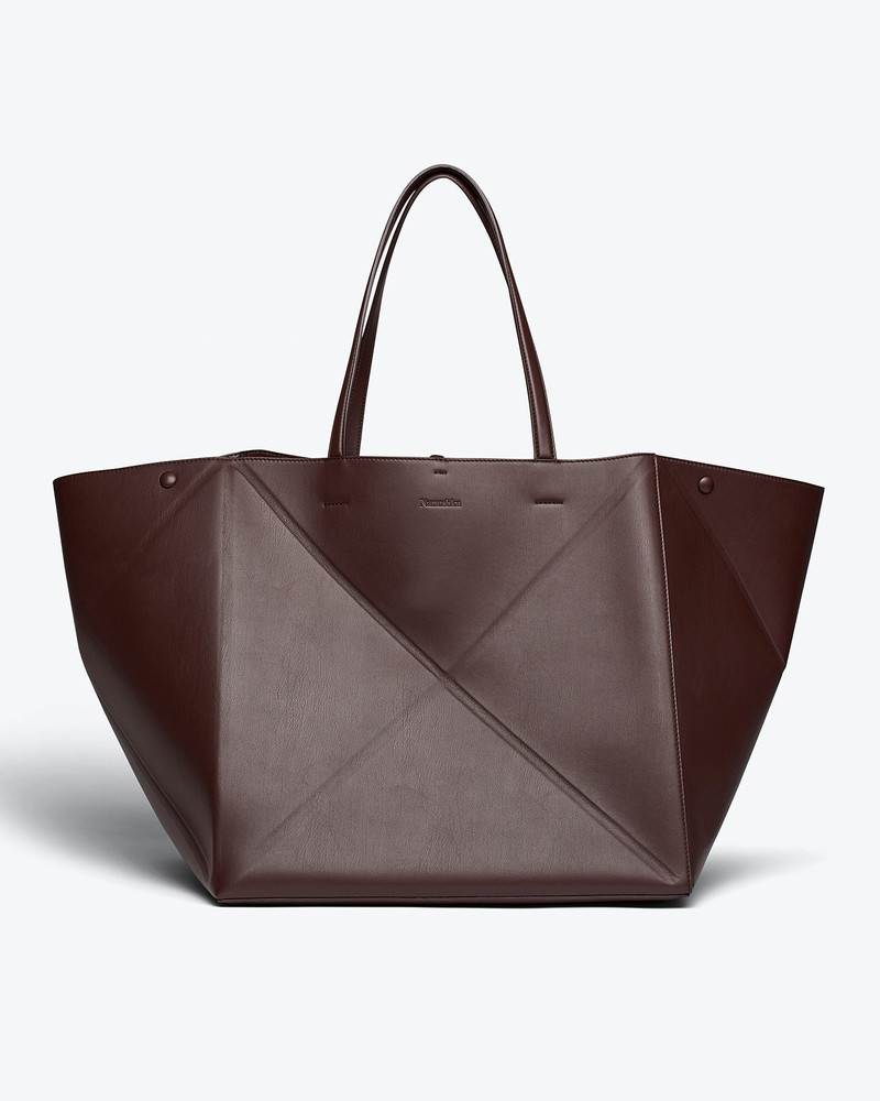 THE ORIGAMI TOTE LARGE - Alt-nappa tote - Coffee bean 1