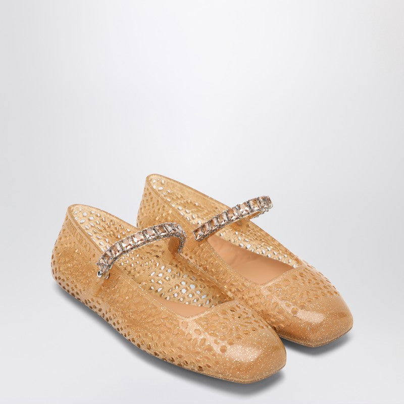 Jimmy Choo The Jelly Transparent Beige Ballet Flats With Crystals Women - 1