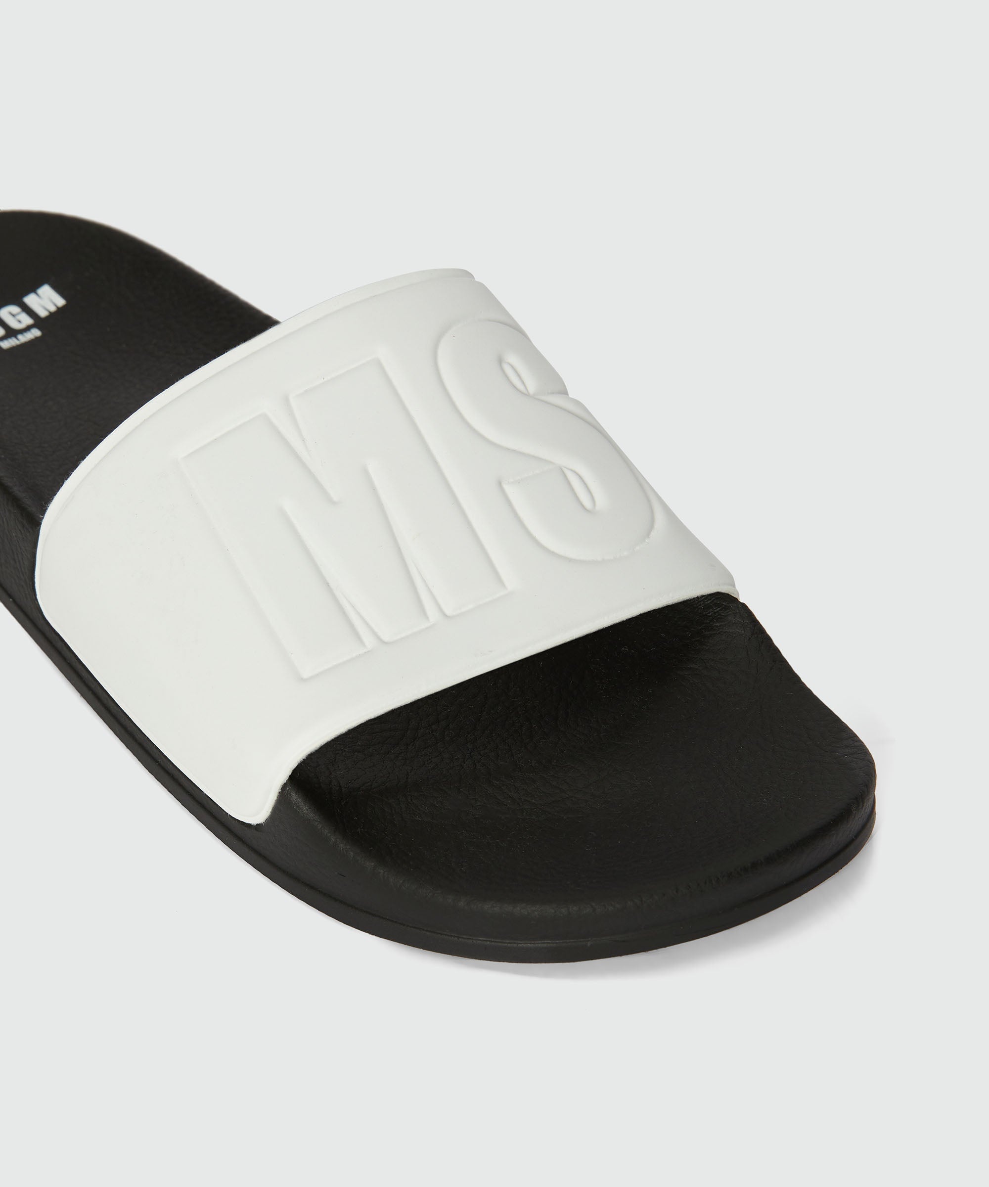 Black and white pool slides with MSGM macrologo - 4