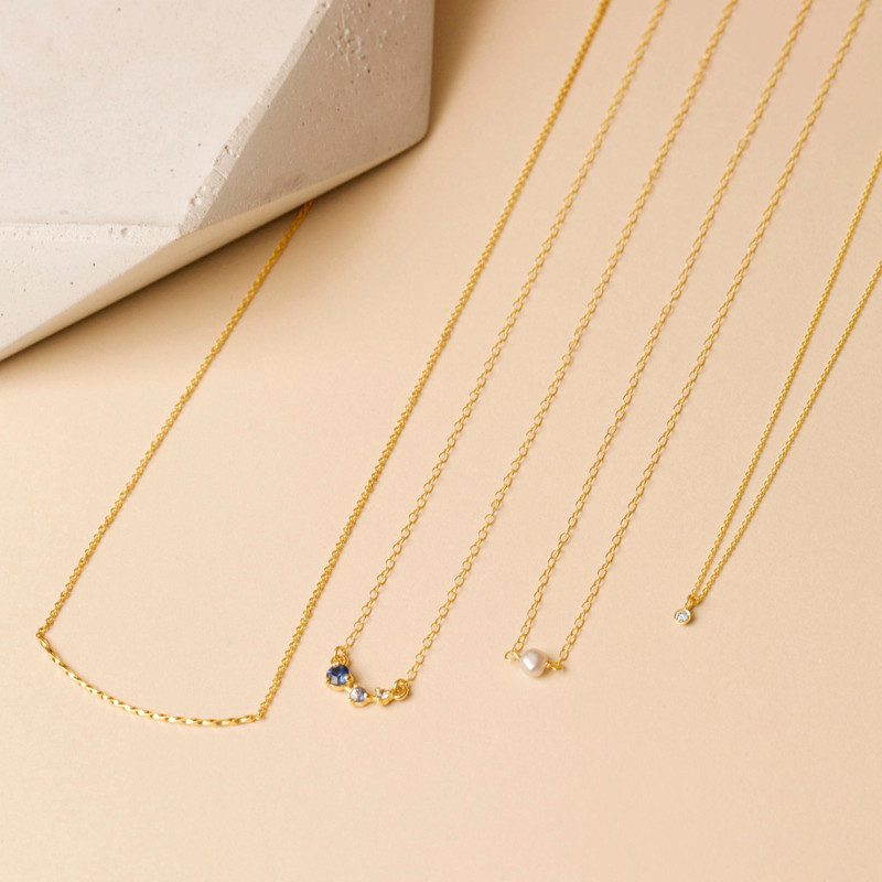 Tiny Solitaire Pearl Necklace 5