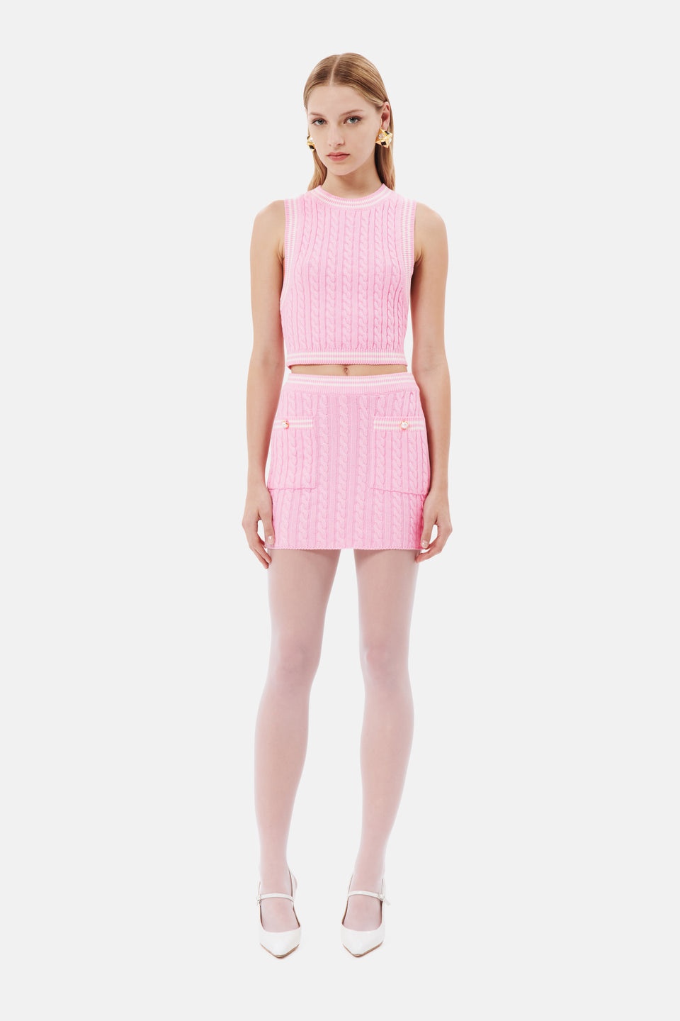 COTTON BLEND KNITTED MINI SKIRT - 3