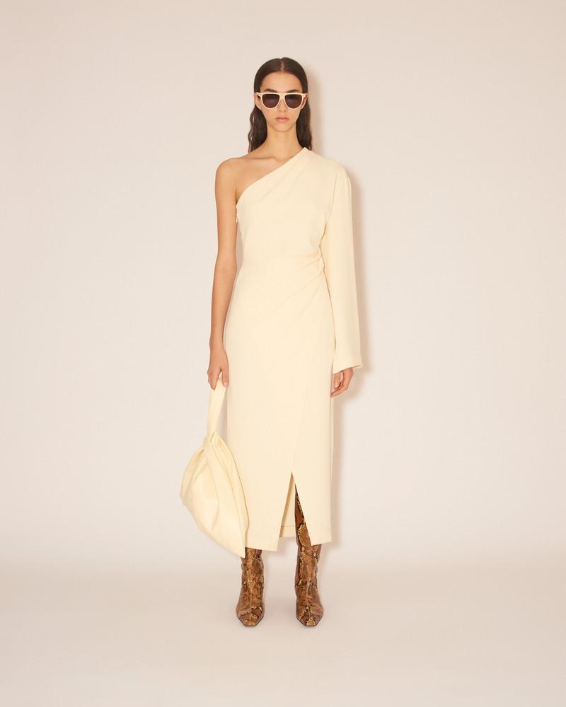 FLORENCE - Assymetric one sleeve wrap dress - Vanilla 3