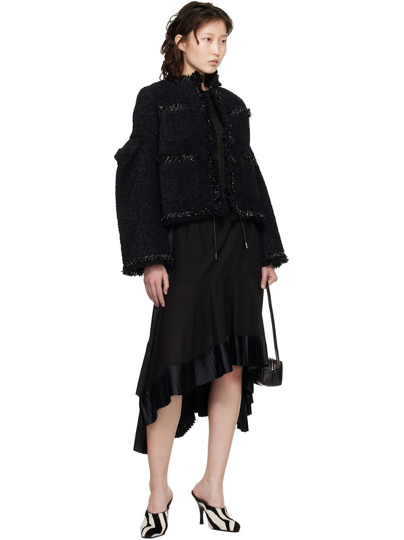 sacai Black Tweed Jacket outlook