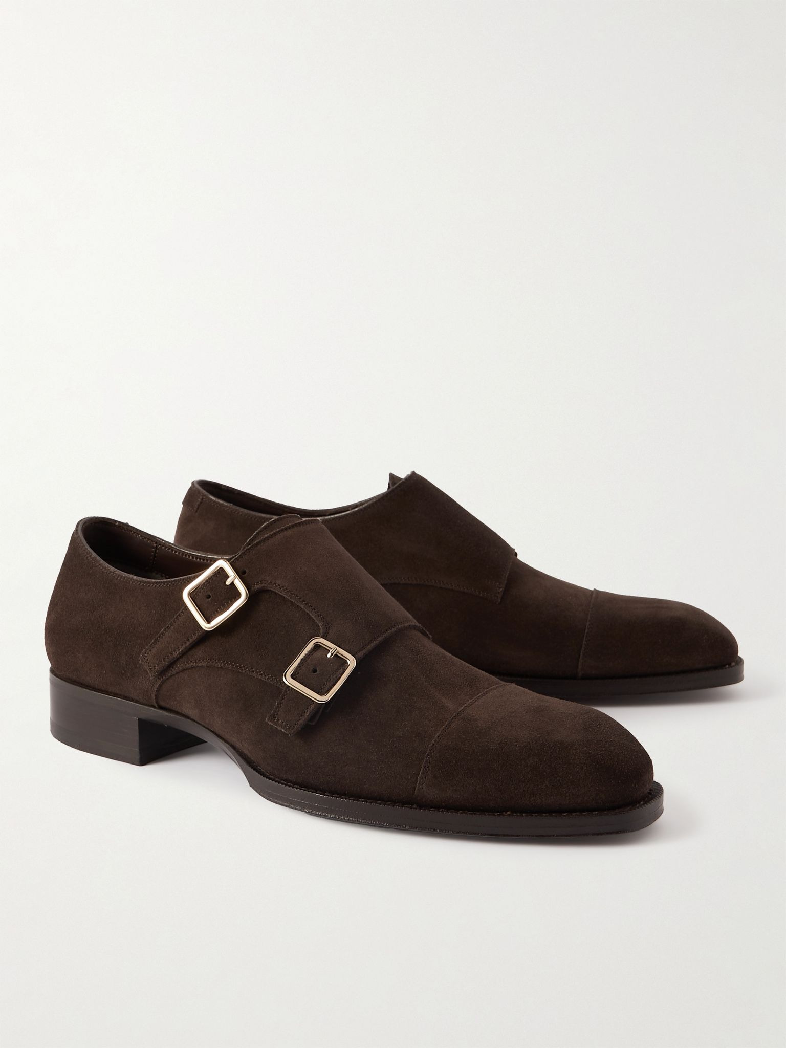 Elkan Suede Monk-Strap Shoes Brown - 4