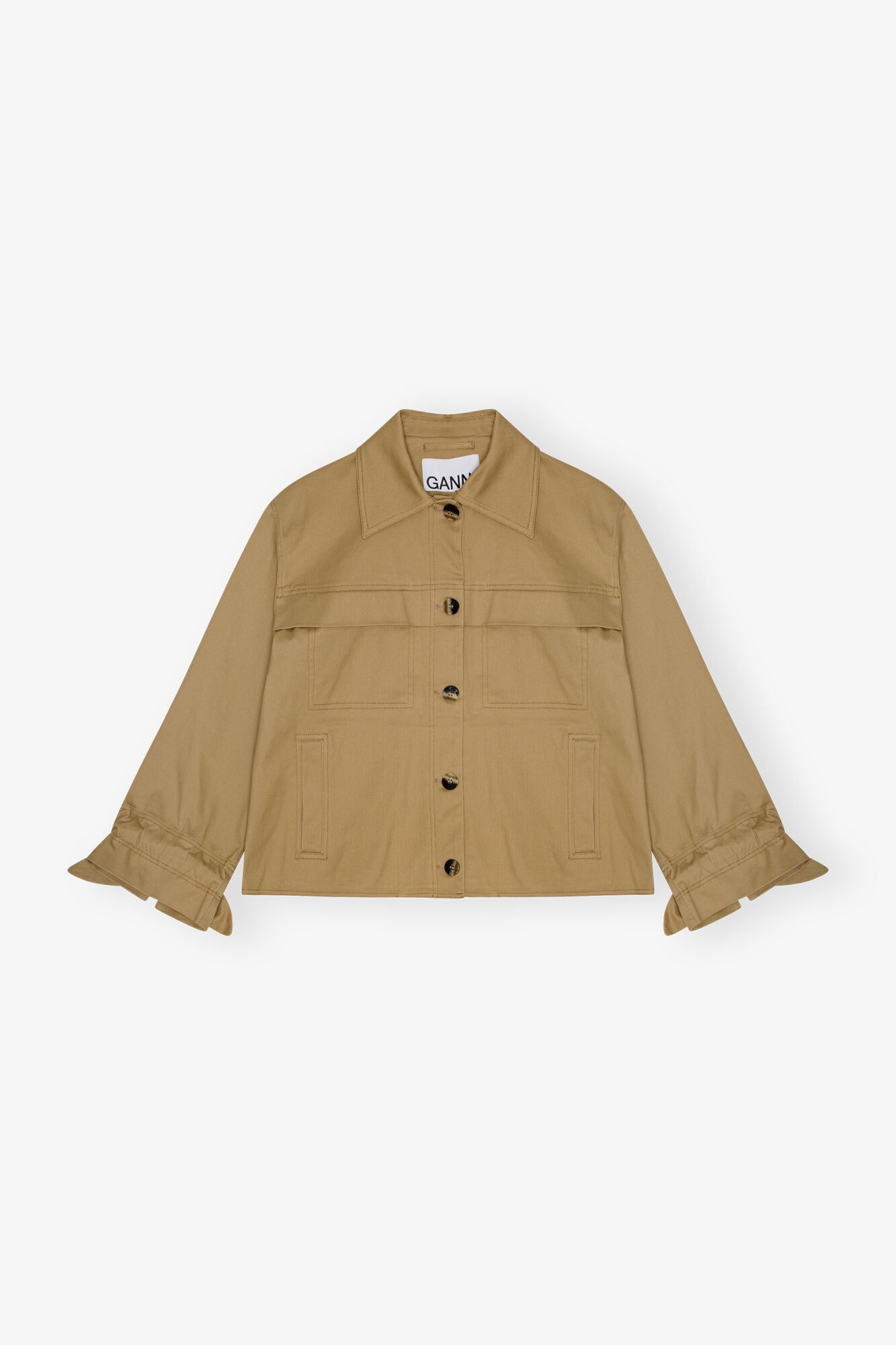 BROWN HERRINGBONE CANVAS JACKET - 1