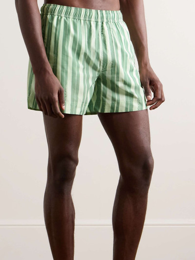 ZEGNA Straight-Leg Mid-Length Logo-Embroidered Striped Shell Swim Shorts outlook