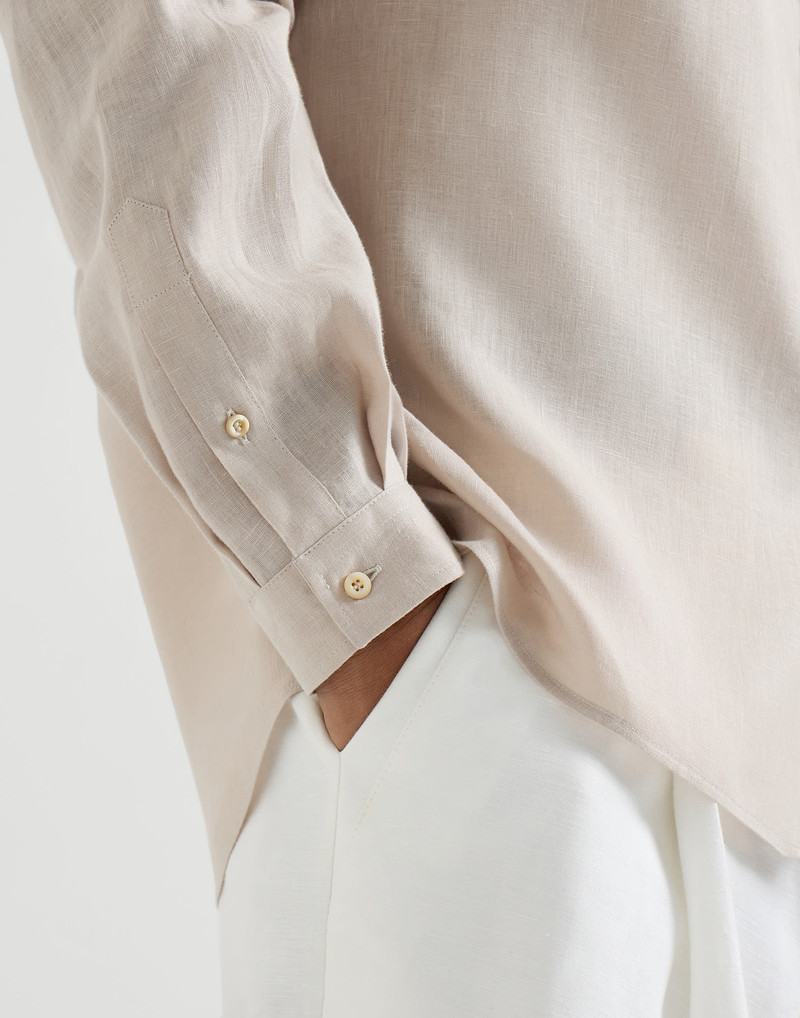 Linen easy fit shirt with Mandarin collar 5