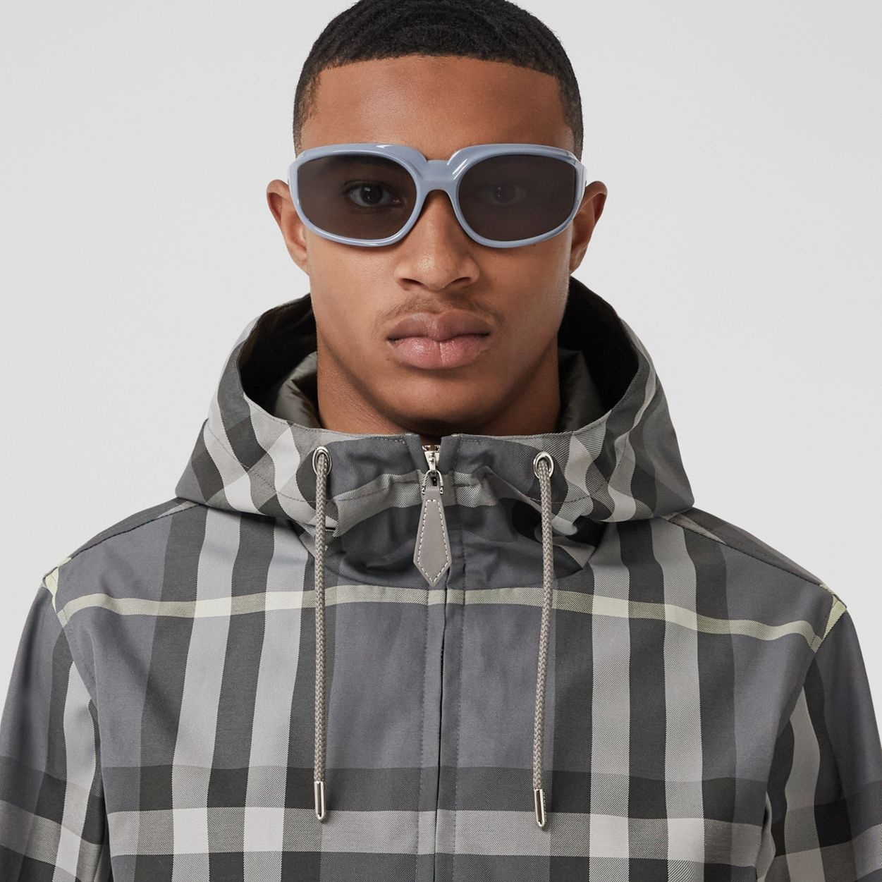 Reversible Check Cotton Blend Hooded Jacket - 3
