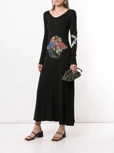 Yohji Yamamoto floral patch embroidered dress outlook