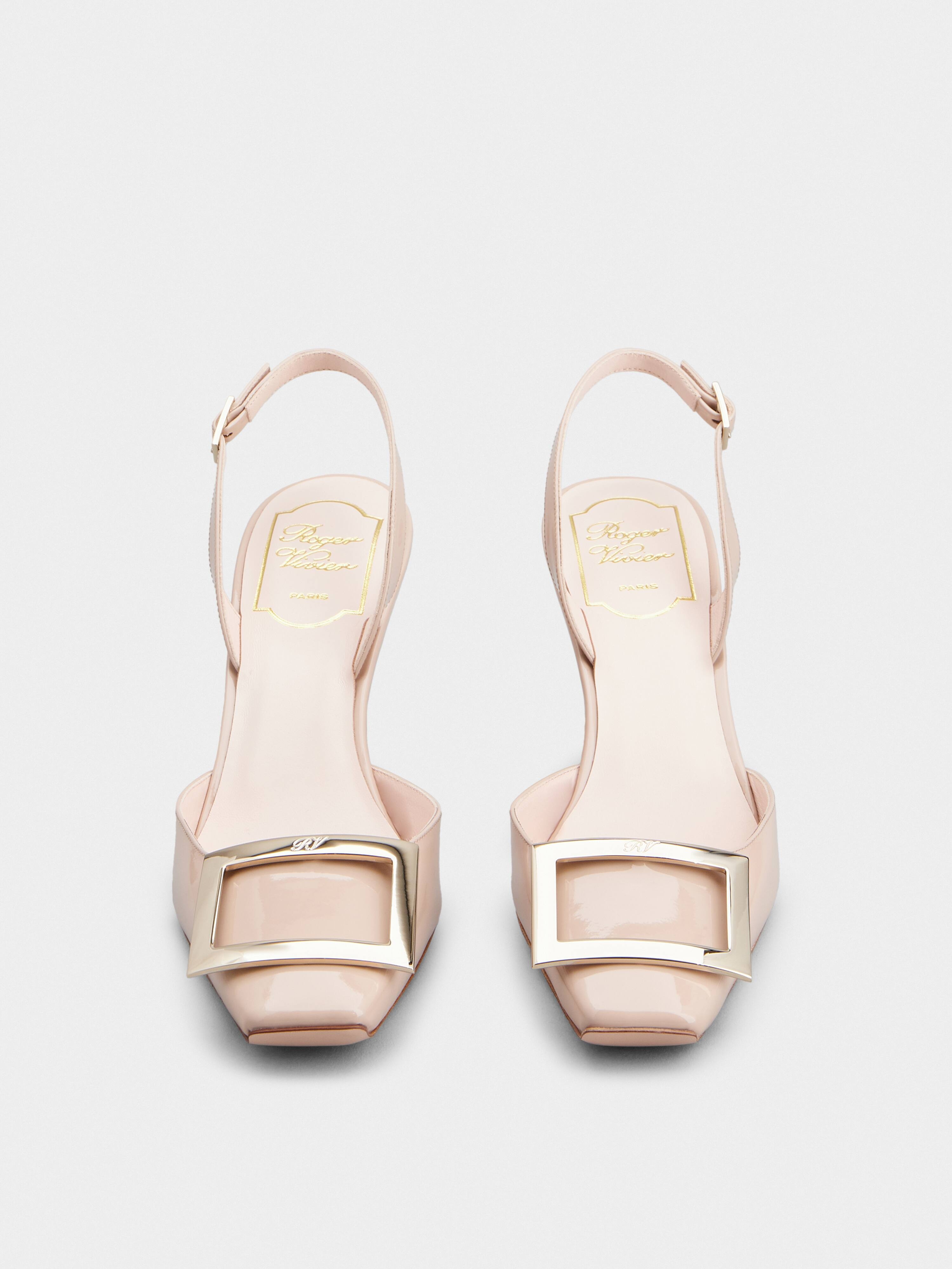 Trompette Metal Buckle Slingback Pumps in Patent Leather - 7