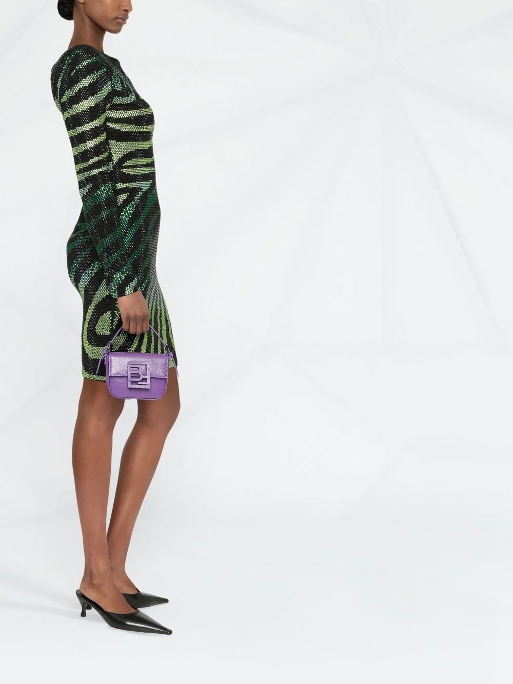 crystal-embellished zebra-print dress - 4