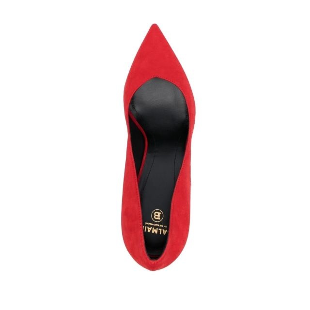 Ruby red decollete with gold stiletto heel - 4