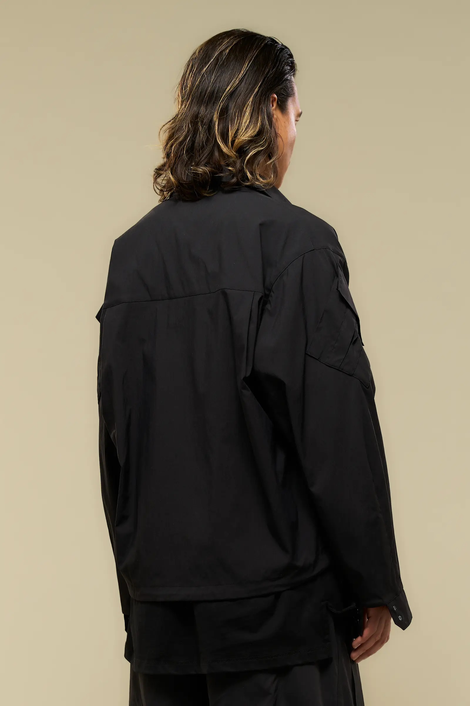 LA12-M Nylon Stretch Shirt Jacket Black - 4