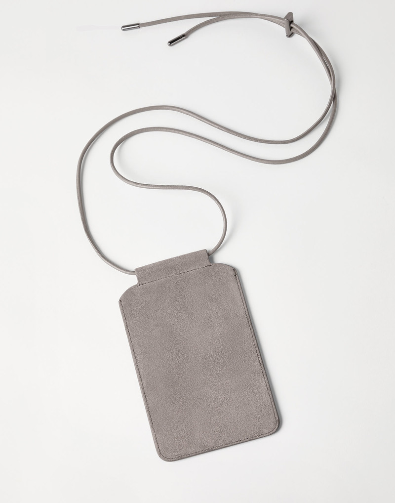 Brunello Cucinelli Suede phone bag with shiny trim outlook