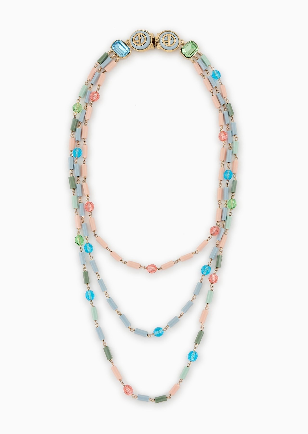 Multistrand necklace in resin and crystals - 1