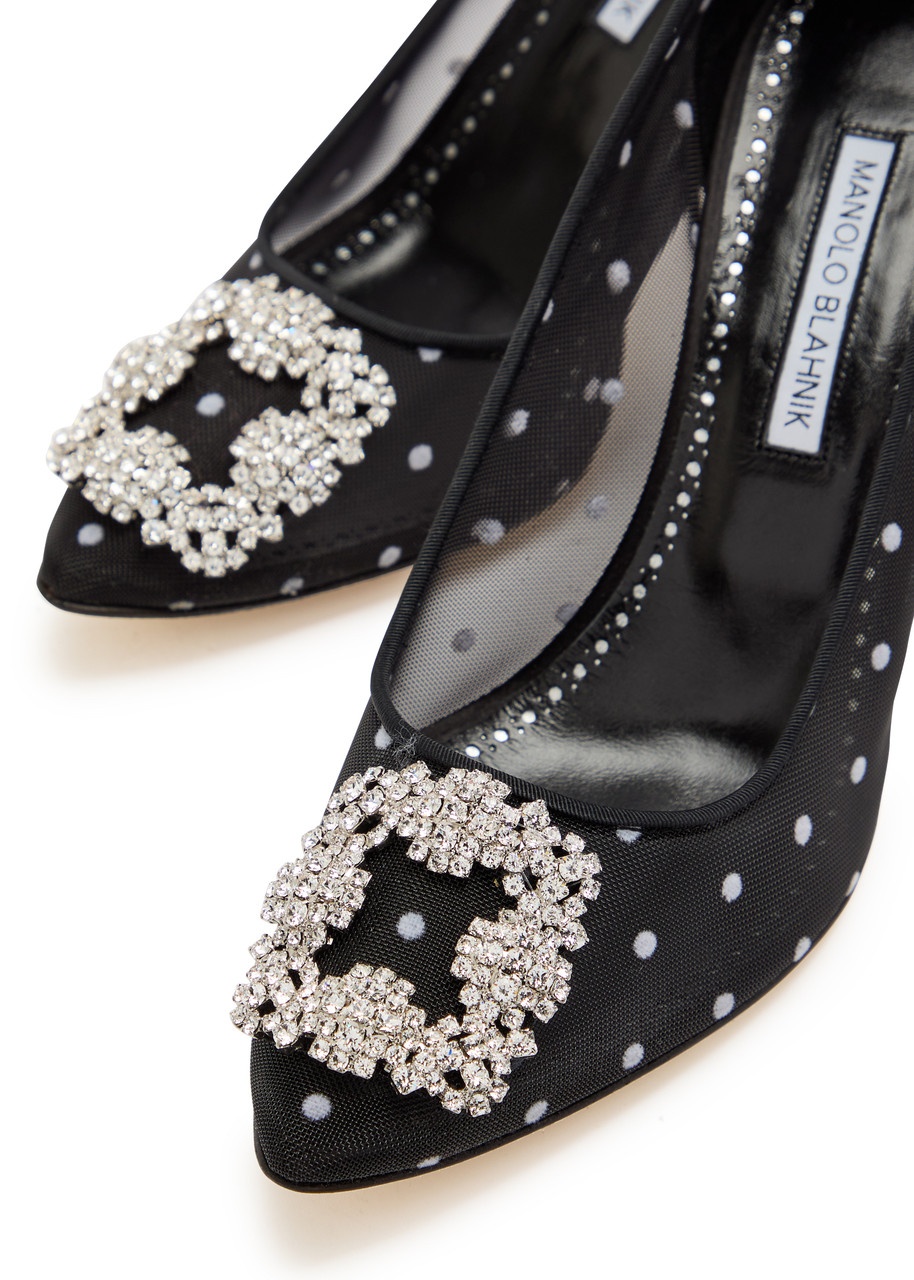 Manolo Blahnik Hangisi 90 Polka-dot Mesh Pumps - 3