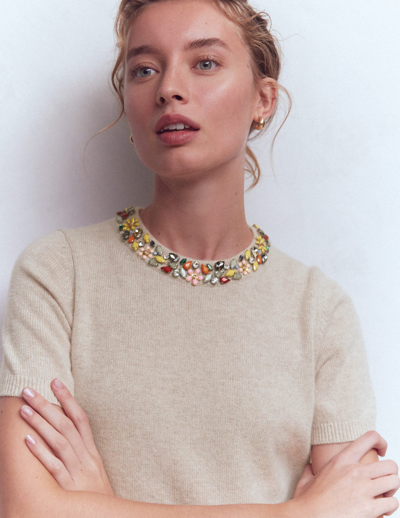 Embellished T-Shirt-Chinchilla Melange 3