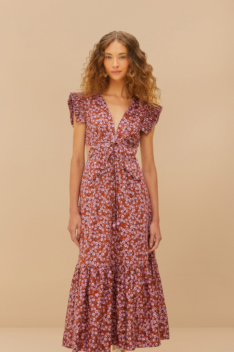 Brown Tiny Yard Butterfly Midi Dress 3