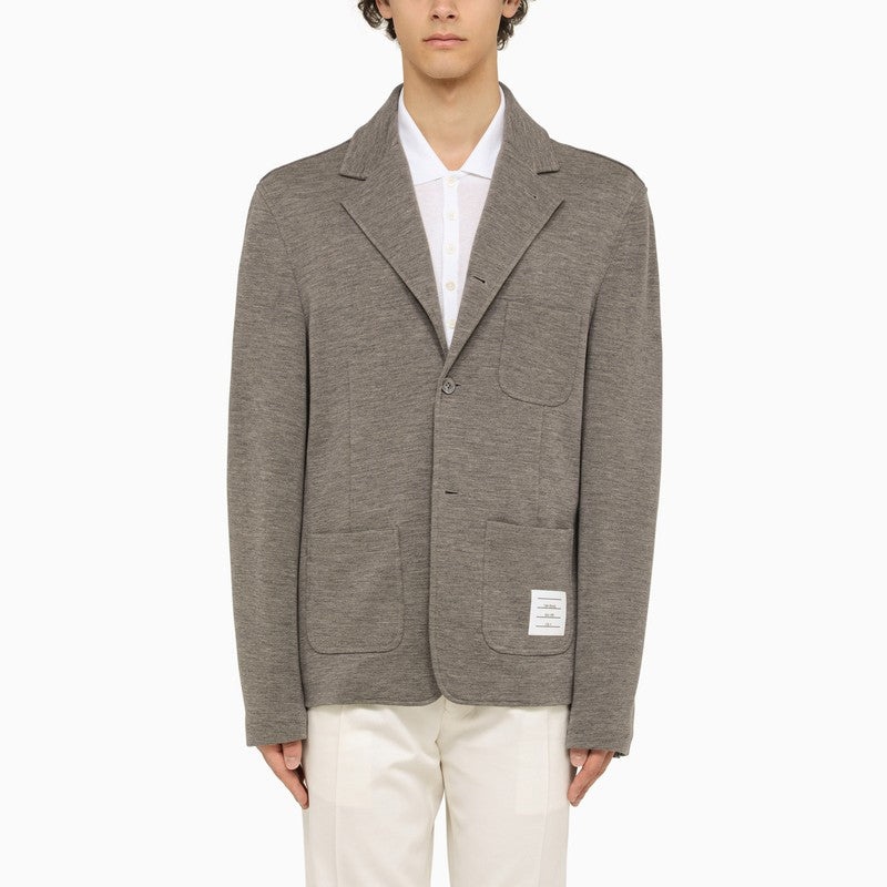 GREY VIRGIN WOOL SINGLE-BREASTED JACKET - 1