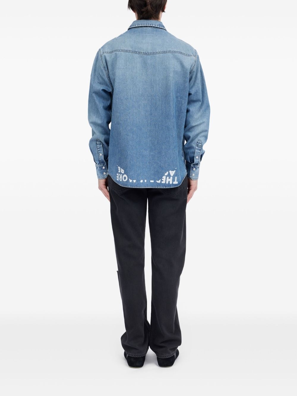 slogan-print denim shirt - 5