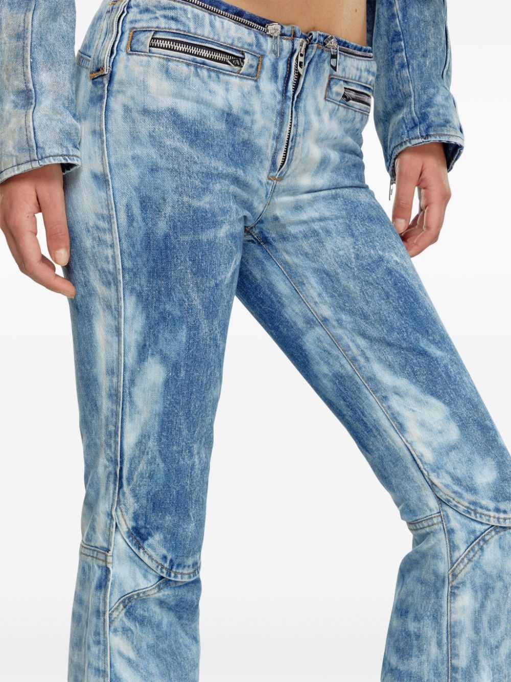 zip-detail cotton jeans - 5