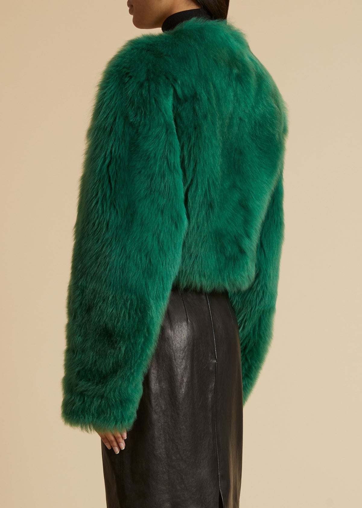The Gracell Jacket in Forest Green Shearling - 3
